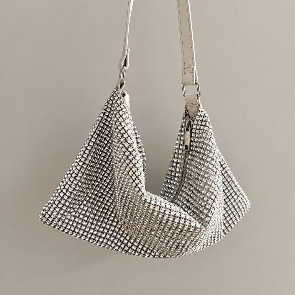 Wild Fable Silver Rhinestone Hobo Shoulder Bag